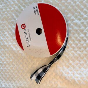 Celebrate It Black and White Plaid Wire Ribbon 2.5"